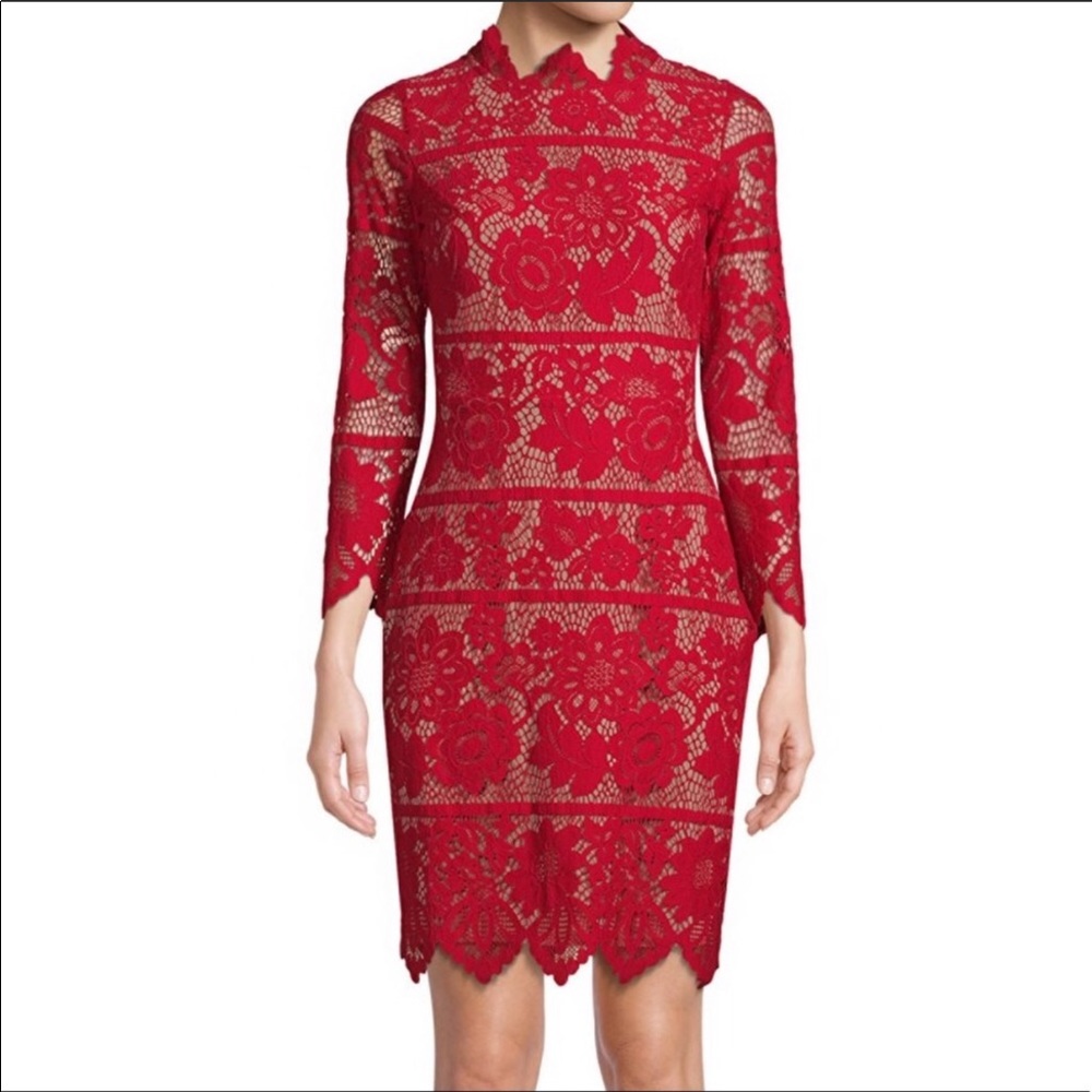 Lace red hot Rosetta dress